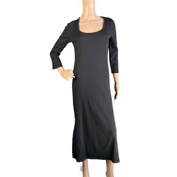 New The Nines by HATCH Black Knitted Ribbed Jersey 3/4 Sleeves Maternity Dress S - Picture 1 of 5